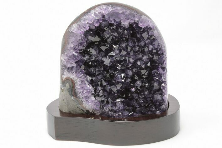 4.7" Amethyst Cluster With Wood Base - Uruguay